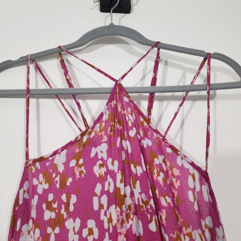 Anthropologie Pink Floral Mini Dress with Crisscross Straps - Picture 7 of 13